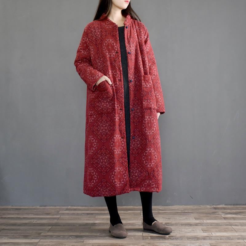 National Style Retro Print Tjock Cotton Coat