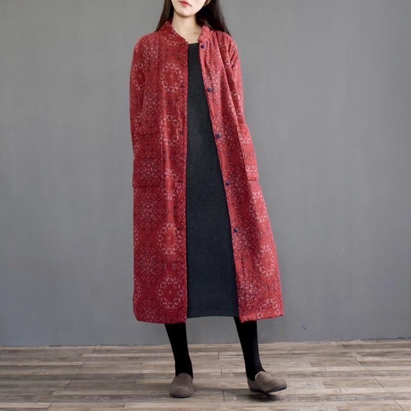 National Style Retro Print Tjock Cotton Coat