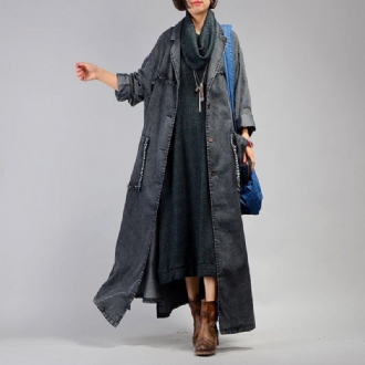 Oregelbunden Denim Lång Trenchcoat