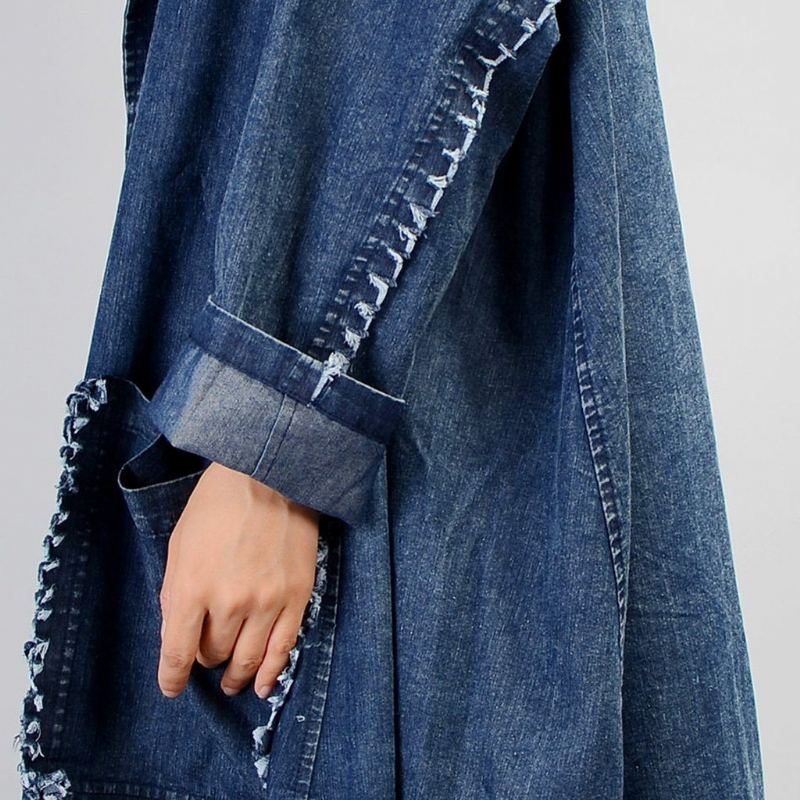 Oregelbunden Denim Lång Trenchcoat