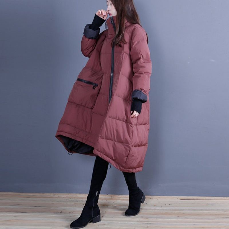 Original Stativkrage A-line Vinter Quiltad Jacka Coat