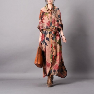 Printed Print Silk Coak Long Coat