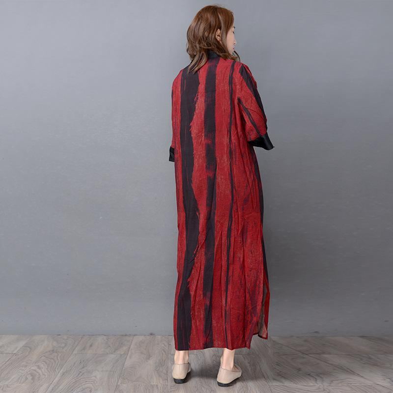 Silk Retro Vertical Stripe Cardigan Loose Coat