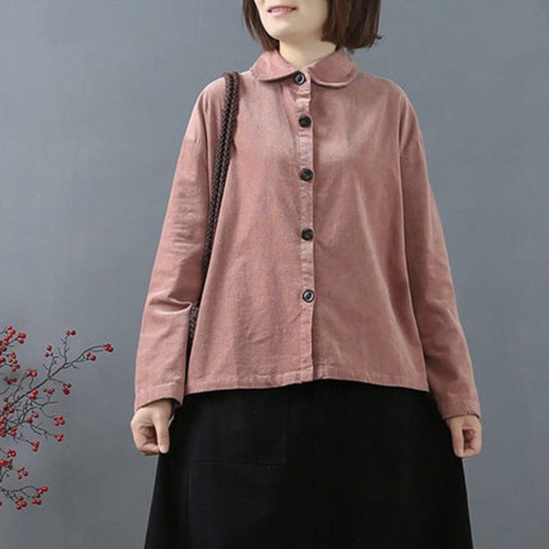 Solid Casual Corduroy Buttons Shirt Coat