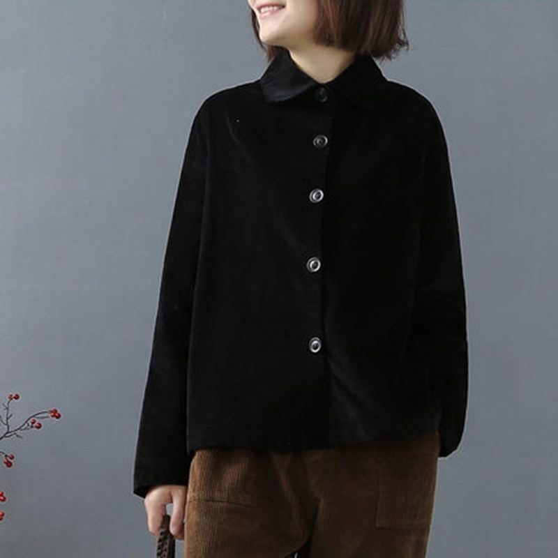 Solid Casual Corduroy Buttons Shirt Coat