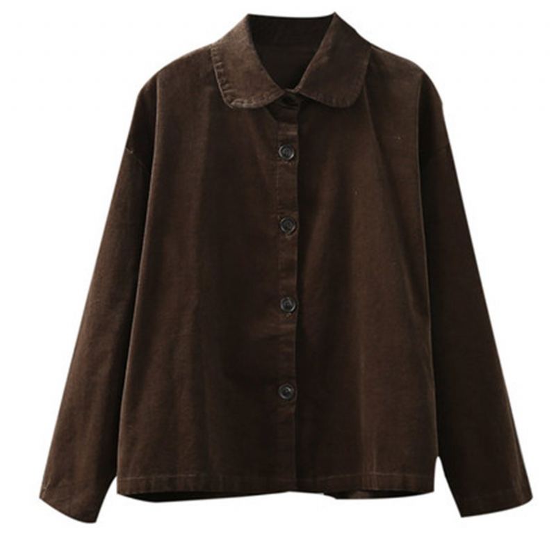 Solid Casual Corduroy Buttons Shirt Coat