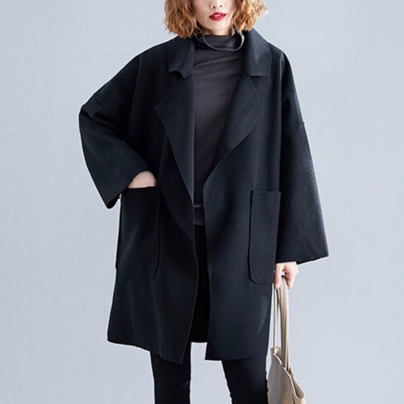 Solida Fickor Lösa Winderbreaker Wool Coat