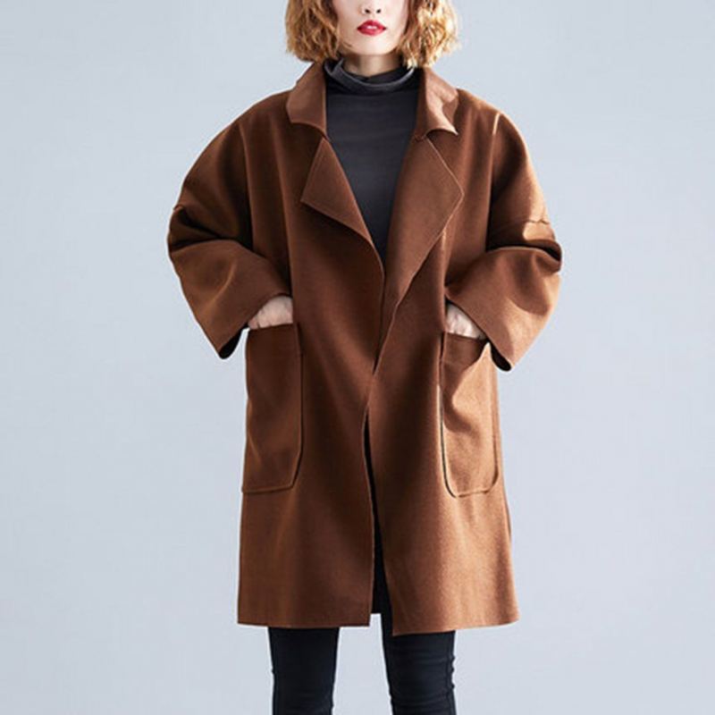 Solida Fickor Lösa Winderbreaker Wool Coat