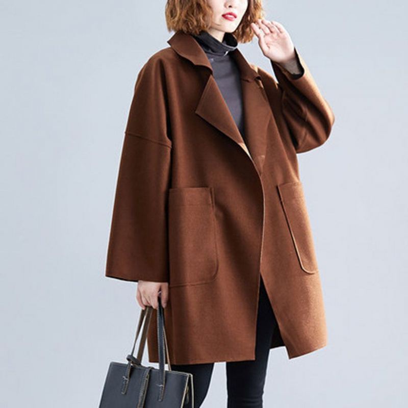 Solida Fickor Lösa Winderbreaker Wool Coat