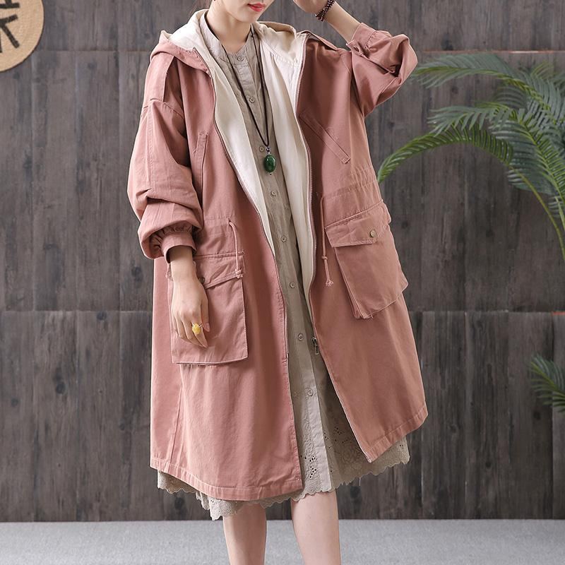 Spring Loose Stor Storlek Windbreaker Casual Hood Jack Coat