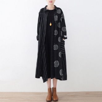 Stripes Polka Dots Paneled Autumn Coat