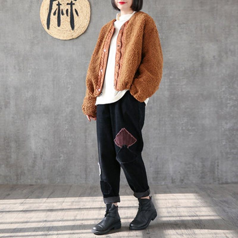 Vändbar Teddy Bear Casual Loose Coat Jacka (begränsat Lager)