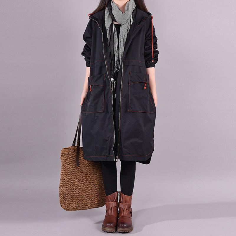 Våren Retro Mode Hooded Loose Casual Cotton Overcoat