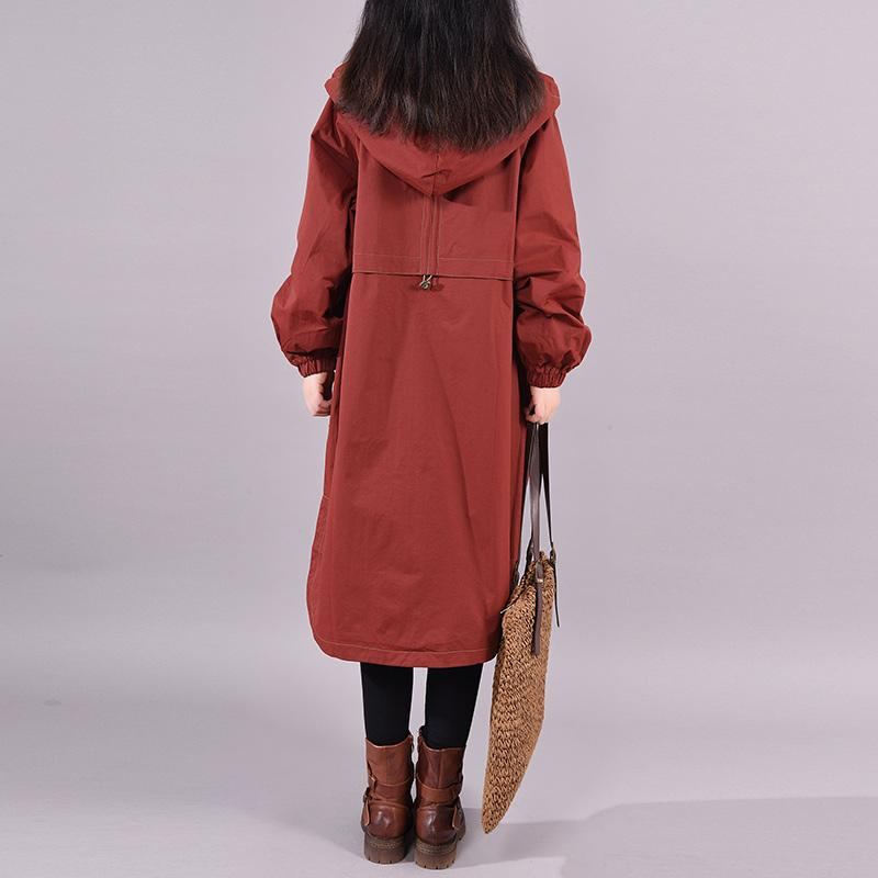 Våren Retro Mode Hooded Loose Casual Cotton Overcoat