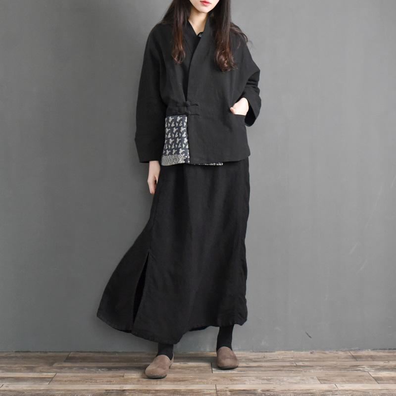 Vintage Black Spänne Quilted Coat