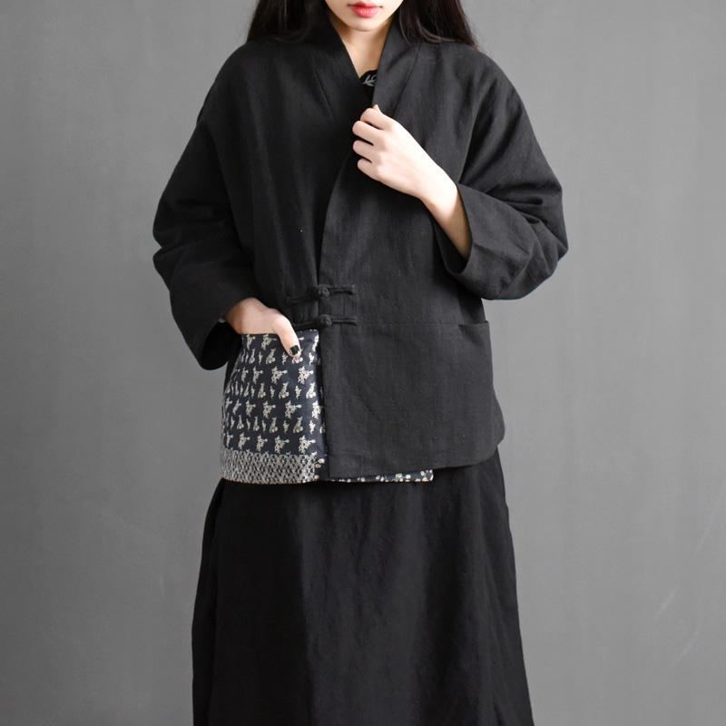 Vintage Black Spänne Quilted Coat