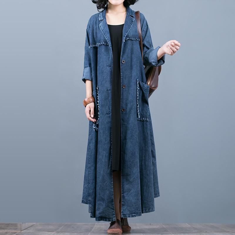 Vintage Loose Maxi Denim Coat