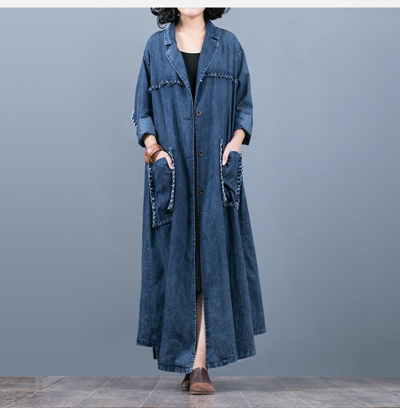 Vintage Loose Maxi Denim Coat