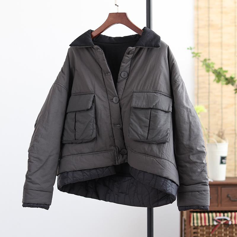 Vinter Casual Tjock Lapel Retro Patchwork Coat