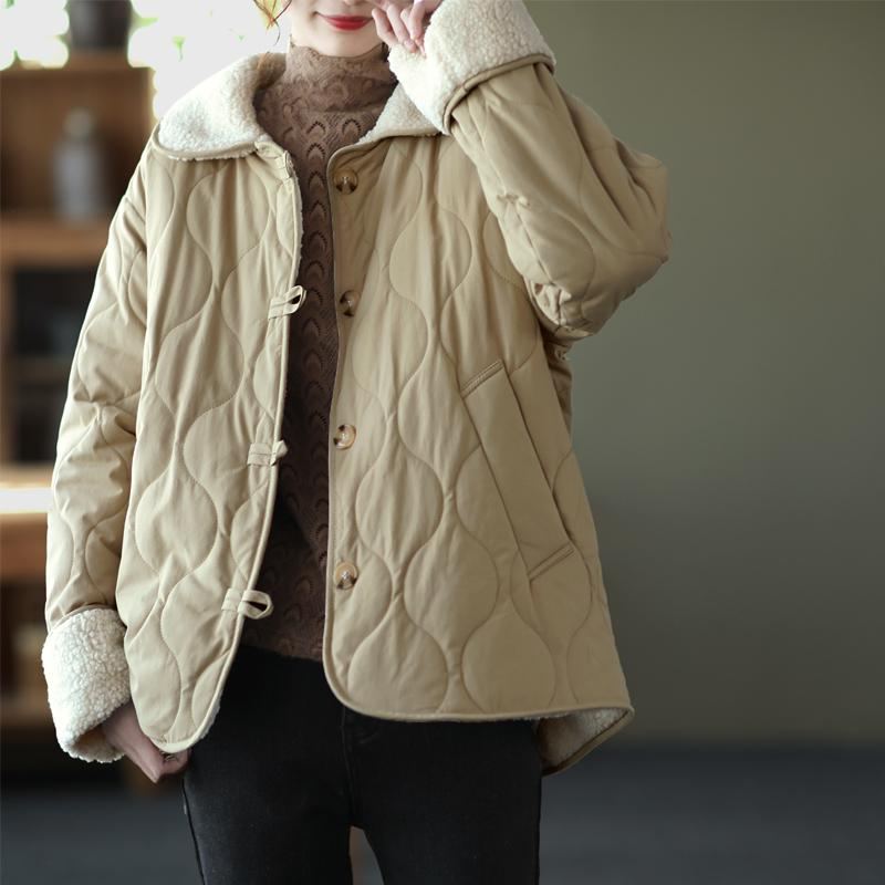 Vinter Dam Vintage Casual Lapel Plysch Coat