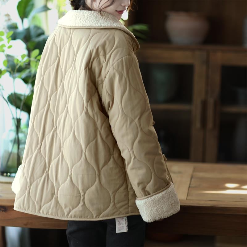 Vinter Dam Vintage Casual Lapel Plysch Coat