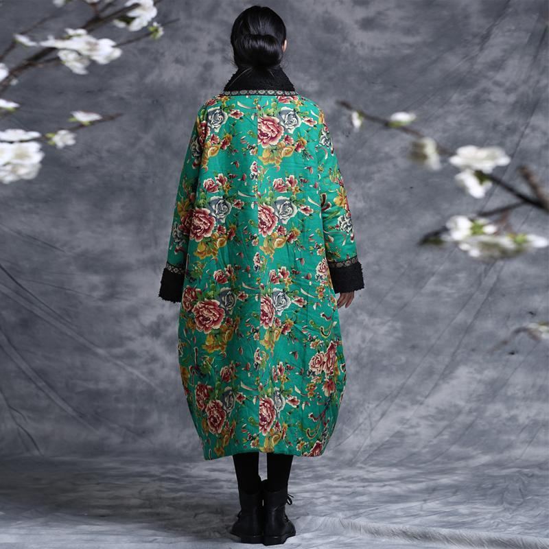 Vinter Etnisk Flower Thickening Plus Size Cotton Coat