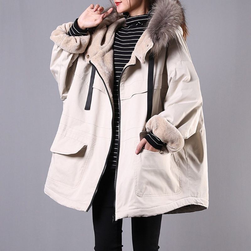 Vinter Loose Hooded Bat Sleeves Velvet Jacket