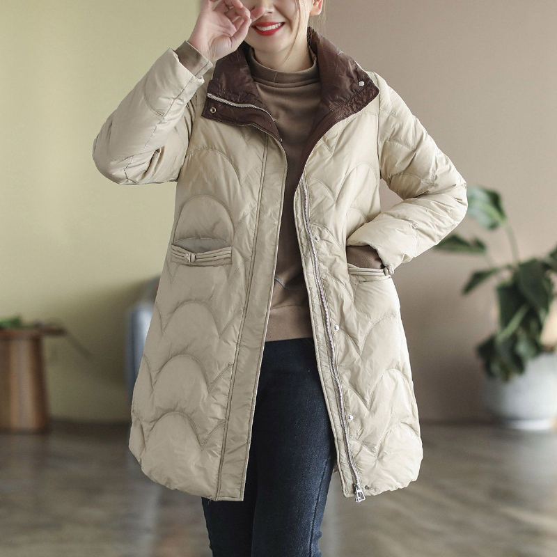 Vinter Loose Retro Stand Collar Duck Down Coat