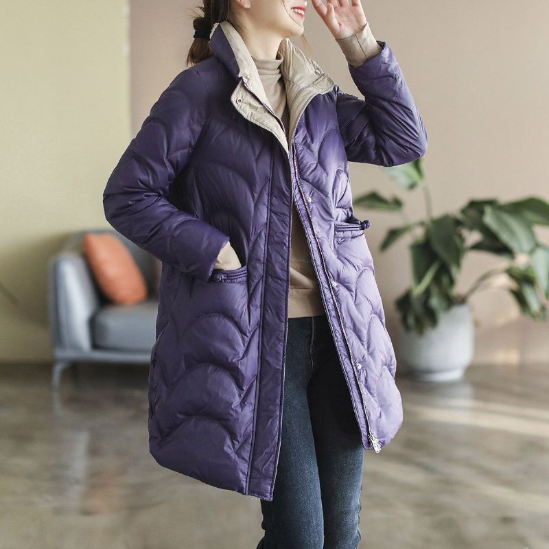 Vinter Loose Retro Stand Collar Duck Down Coat