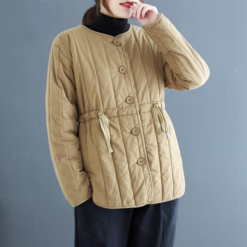 Vinter Retro Bomull Vadderade Knappar Casual Coat