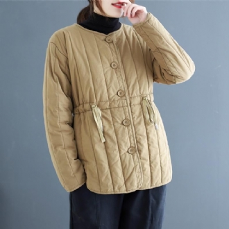 Vinter Retro Bomull Vadderade Knappar Casual Coat