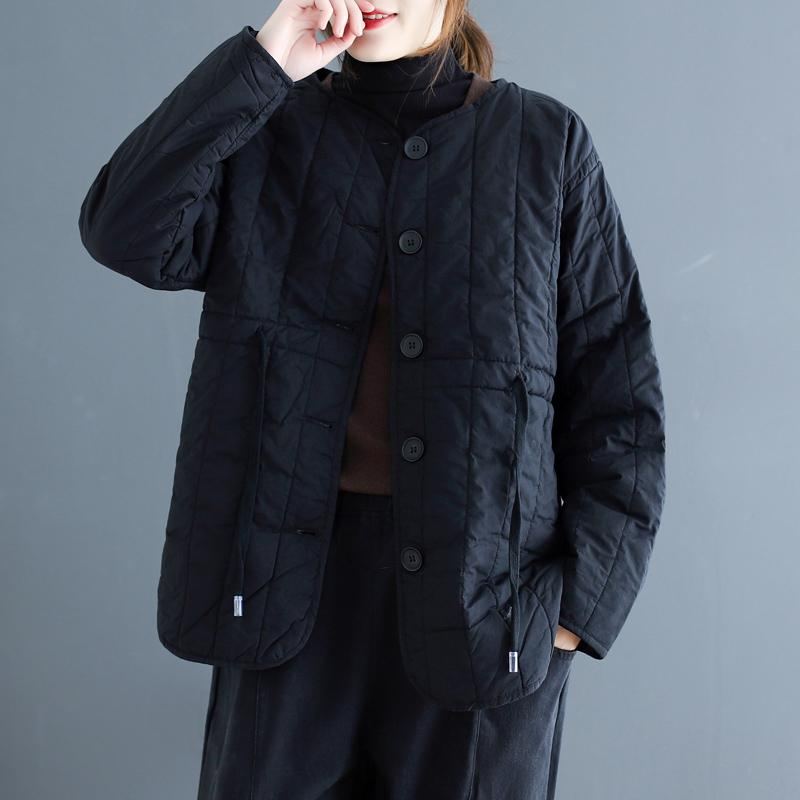 Vinter Retro Bomull Vadderade Knappar Casual Coat