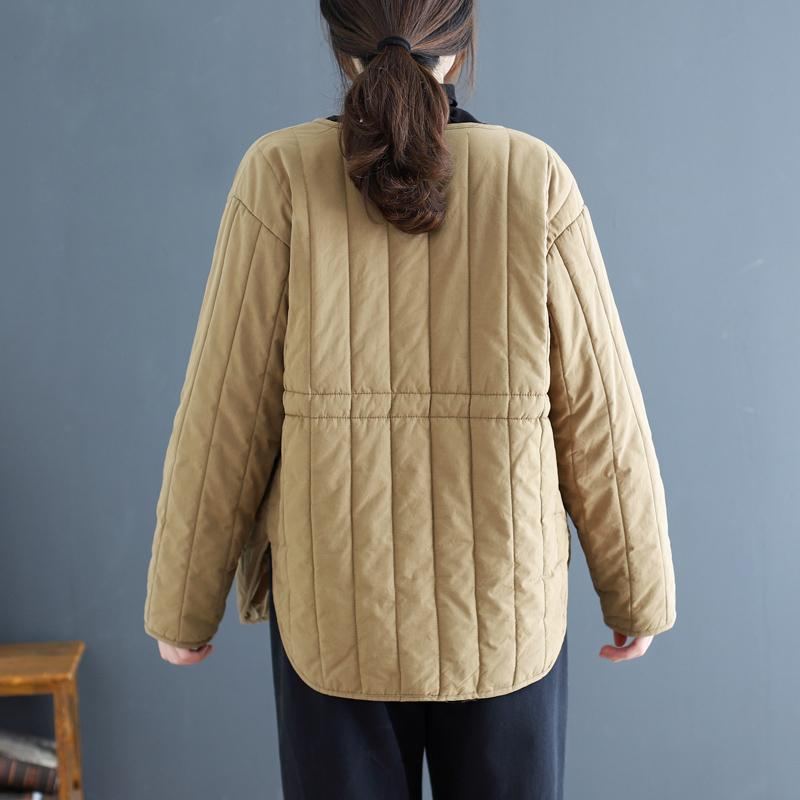 Vinter Retro Bomull Vadderade Knappar Casual Coat