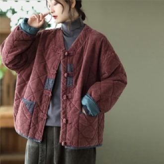 Vinter Retro Corduroy Vadderad Coat