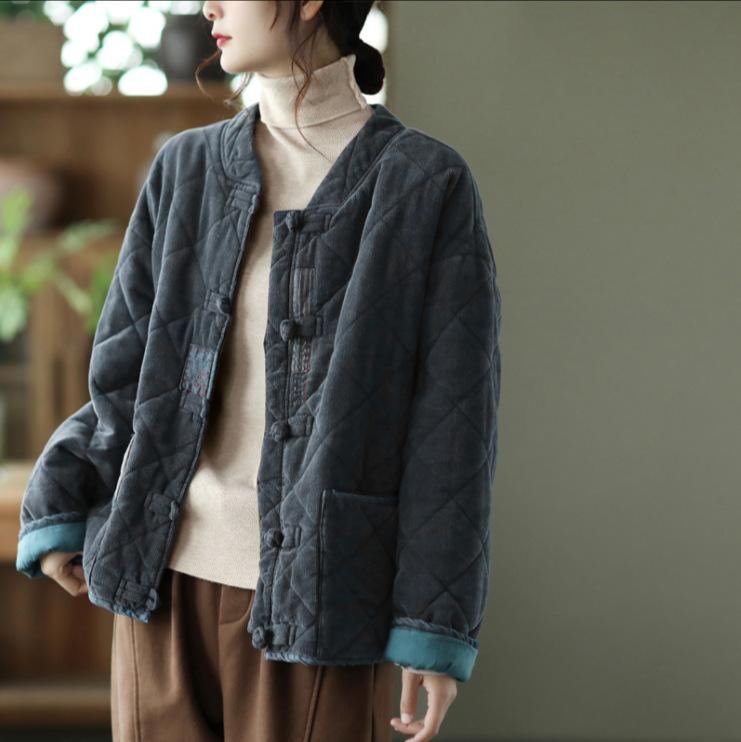 Vinter Retro Corduroy Vadderad Coat