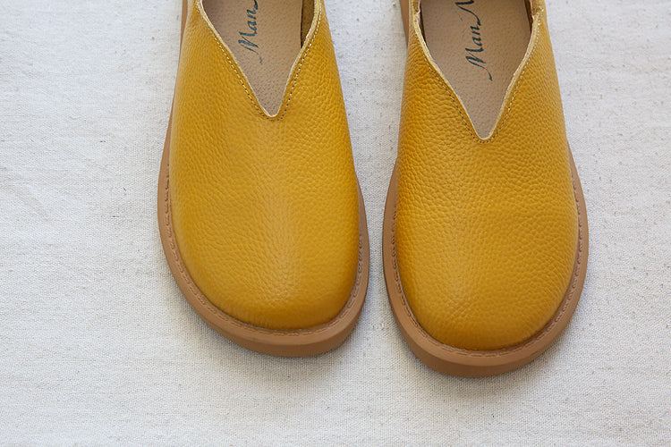 Dam Loafers Med Runda Huvuden I Mjukt Läder