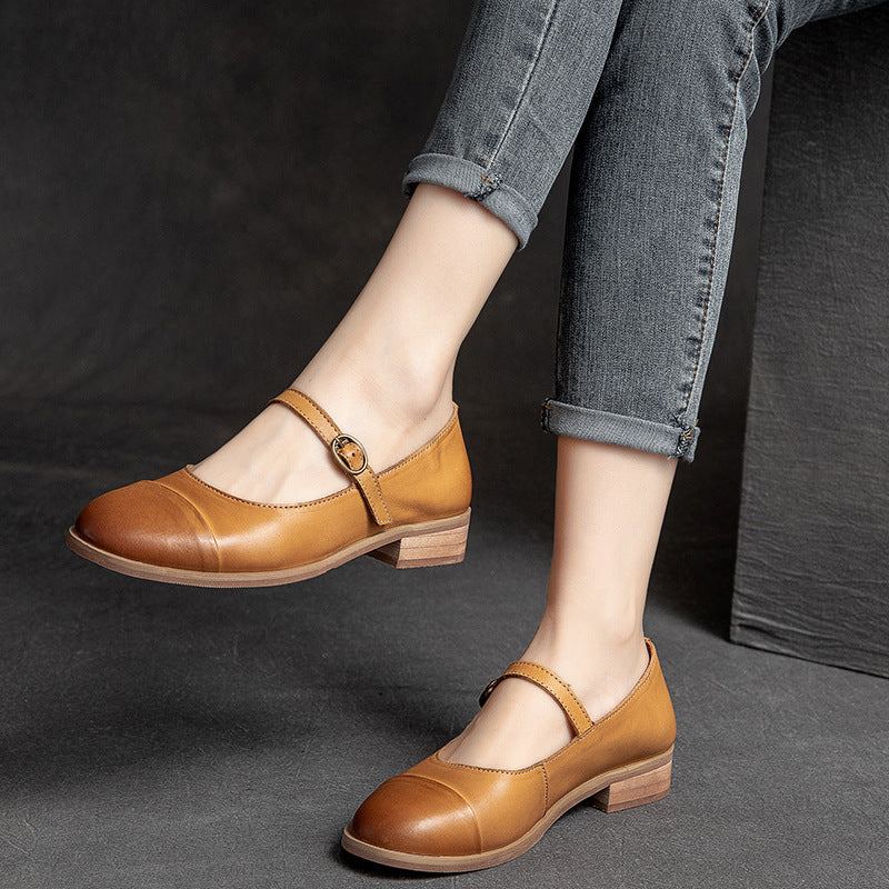 Dam Retro Casual Solid Leather Loafers