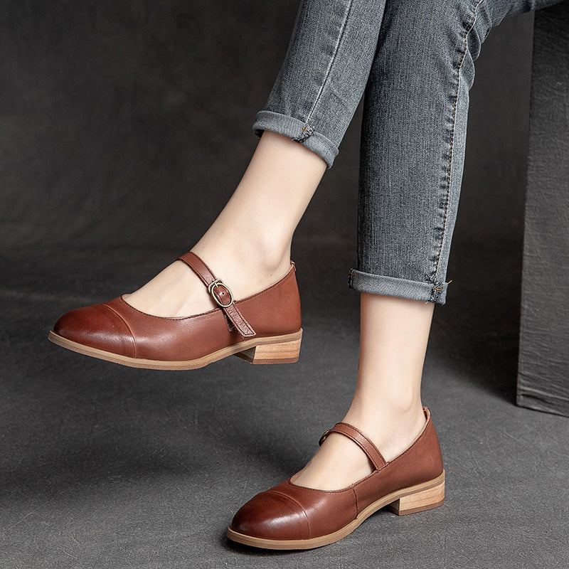 Dam Retro Casual Solid Leather Loafers