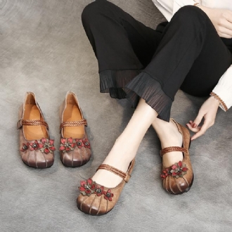 Dam Retro Flower Flat Leather Fritidsskor