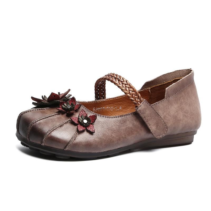 Dam Retro Flower Flat Leather Fritidsskor