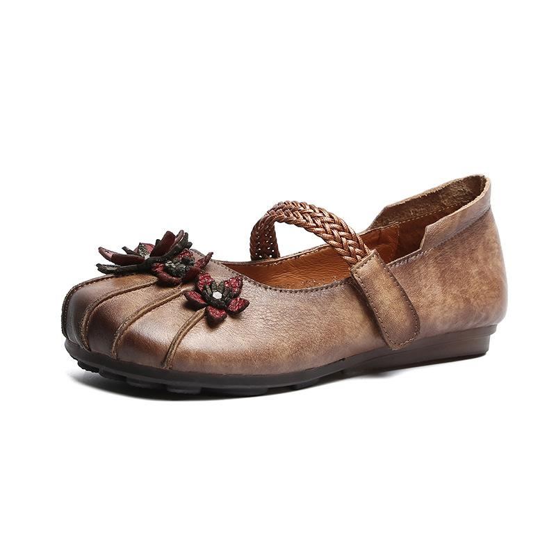 Dam Retro Flower Flat Leather Fritidsskor