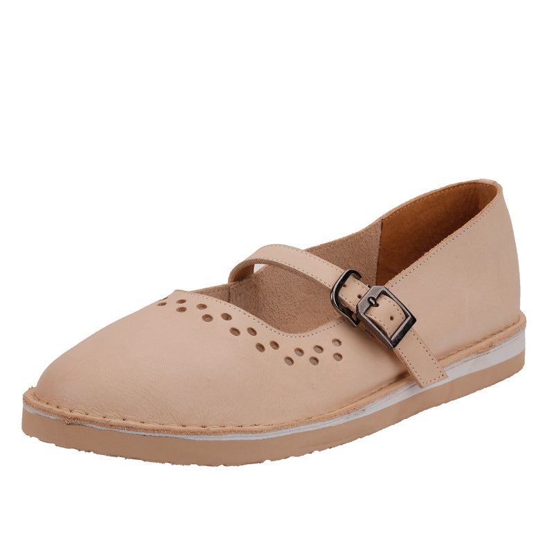 Dam Spring Hollow Leahter Handgjorda Retro Casual Loafers