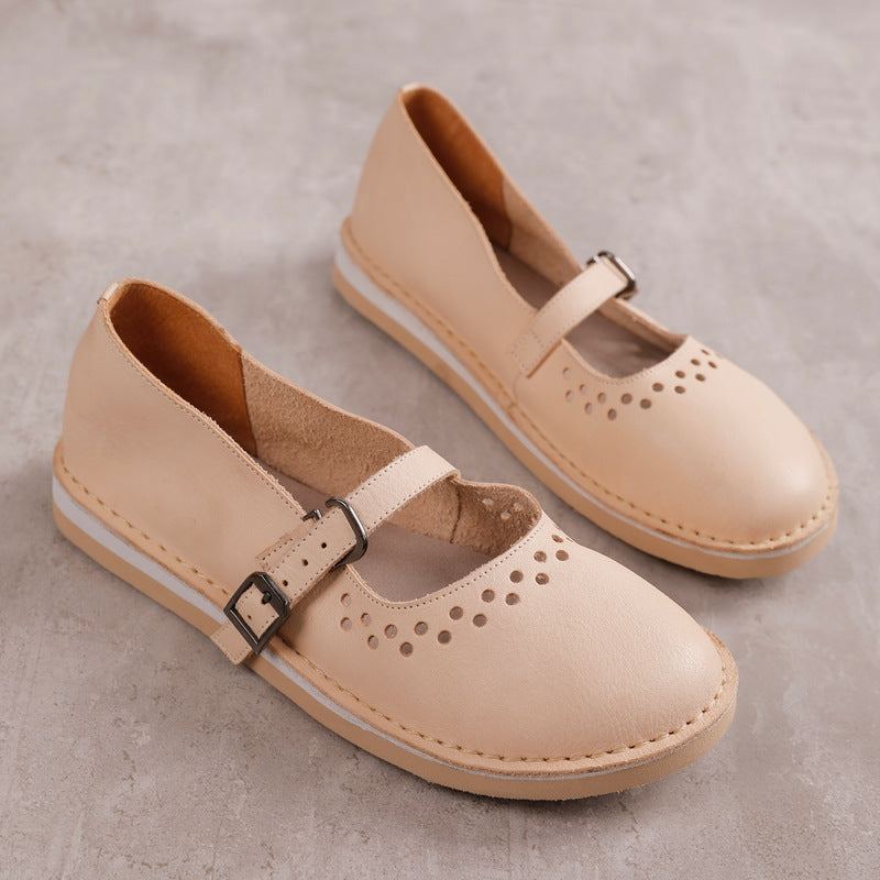 Dam Spring Hollow Leahter Handgjorda Retro Casual Loafers