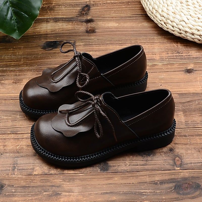 Dam Spring Leather Handgjorda Retro Loafers