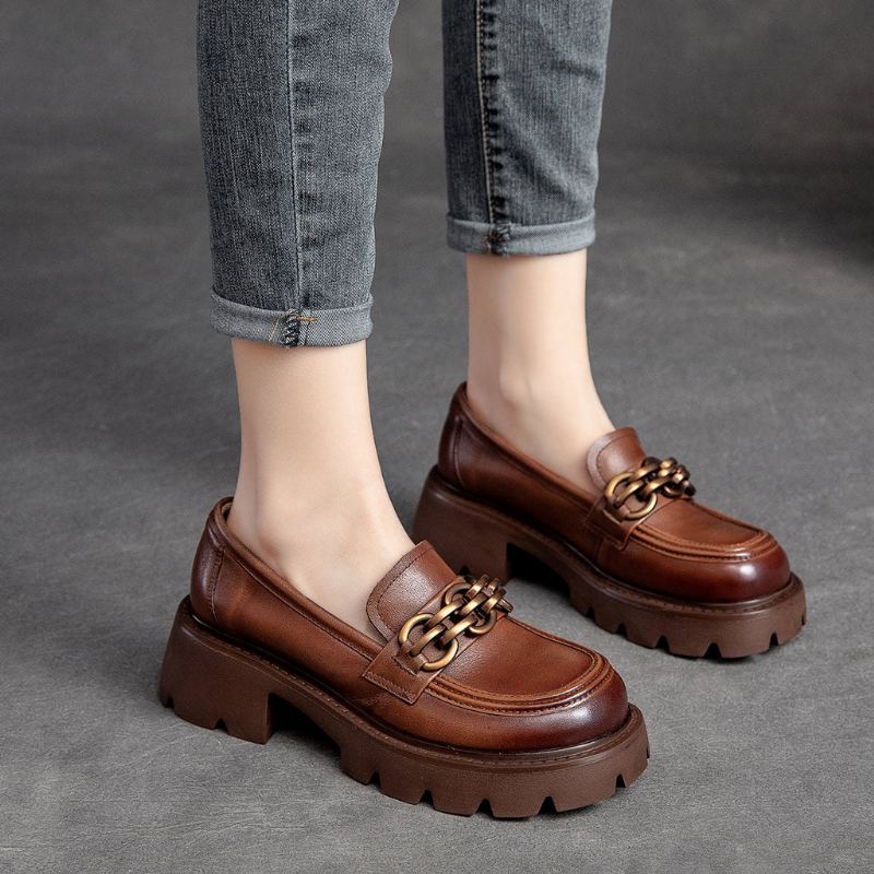 Dam Spring Retro Leather Casual Loafers