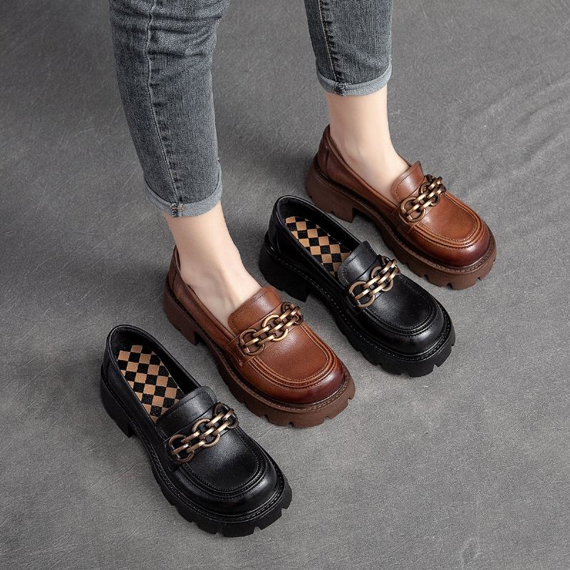 Dam Spring Retro Leather Casual Loafers