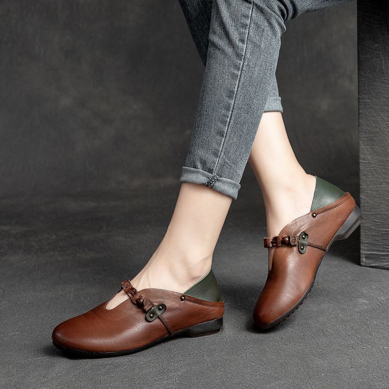 Dam Vår Sommar Mjuka Leather Casual Loafers