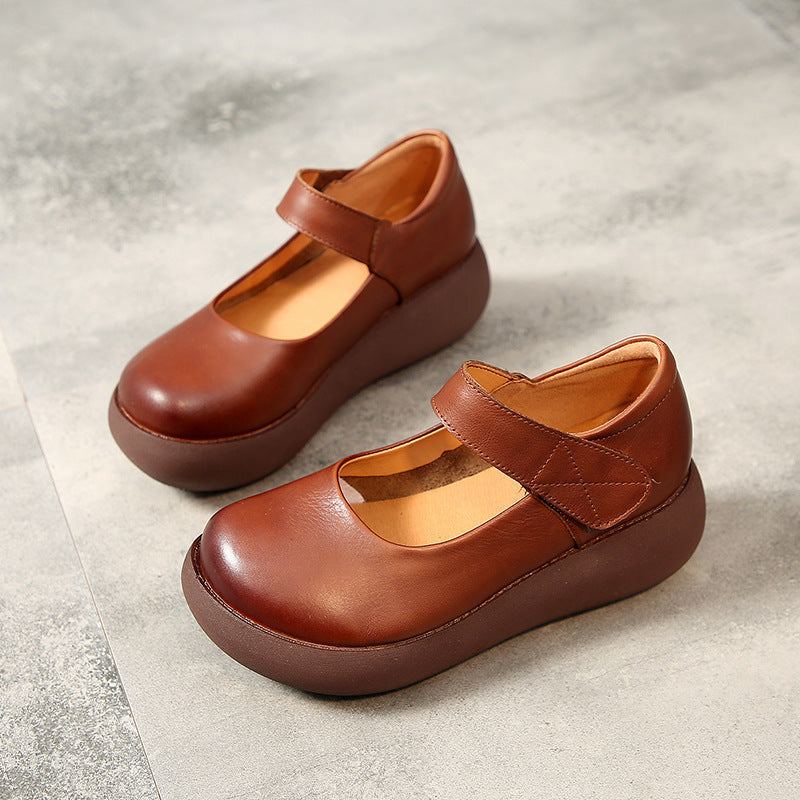 Dam Vår Sommar Retro Casual Läder Kardborreband Loafers