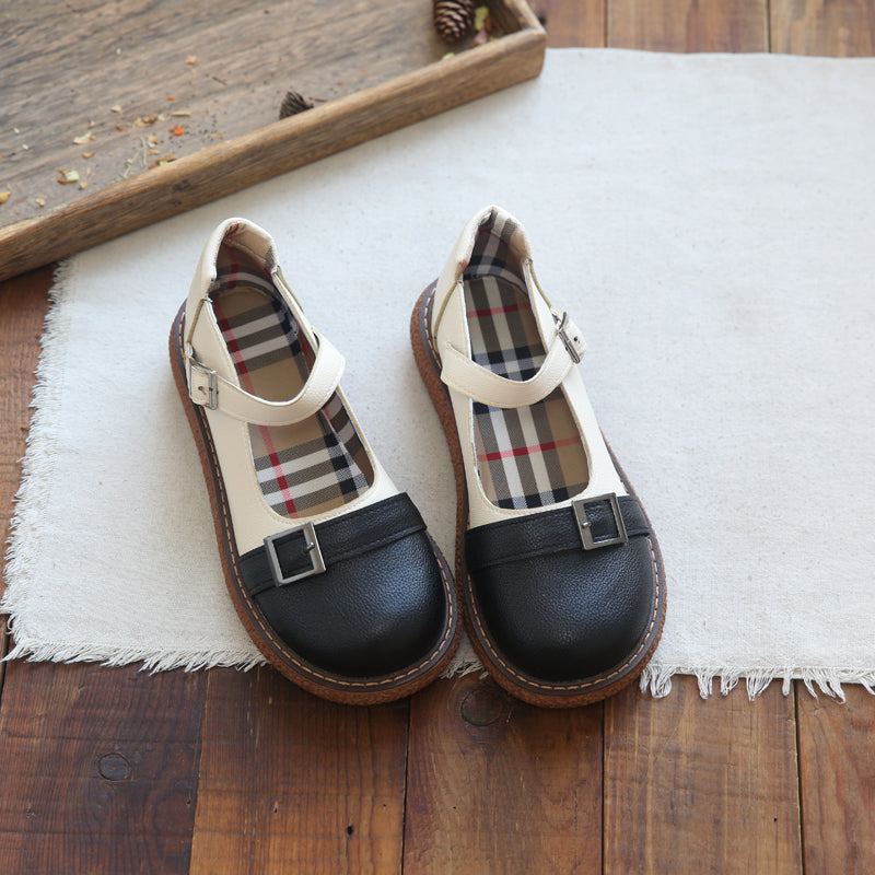 Damer Retro Casual Round Head Pu Loafers