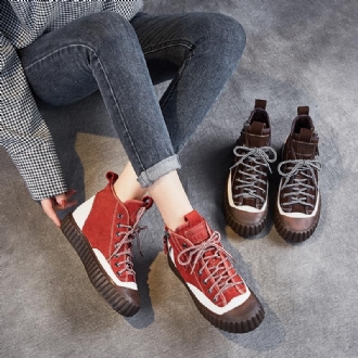 Höst Vinter Retro Stitch Platform Casual Skor